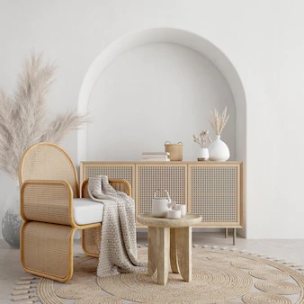 mur blanc avec la présence des meubles qui ressortent le style de la campagne